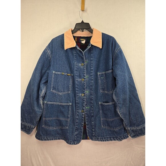 Vintage 80s OshKosh Fleece Blanket Lined Chore Coat Barn Coat Jacket 46R Mens XL - Picture 11 of 12